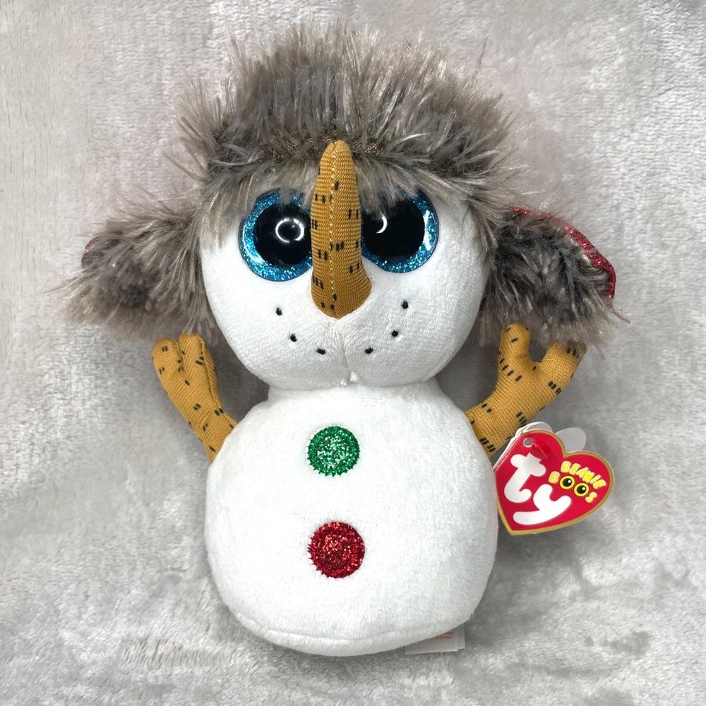 Ty Beanie Boos Button the Snowman Holiday Plush